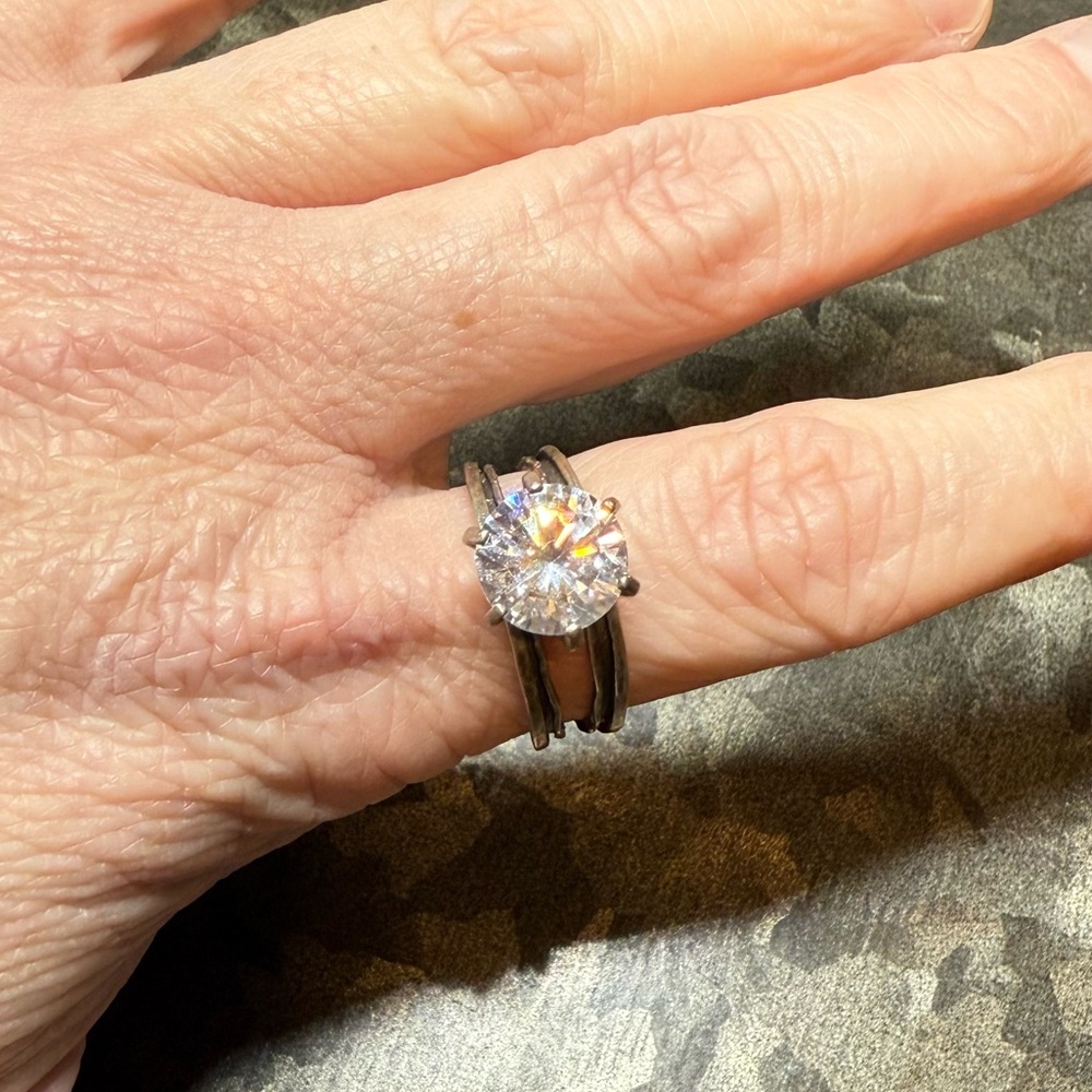 Sterling Silver Brustlist Artisan Sterling Silver Cubic Zirconia Signet Ring